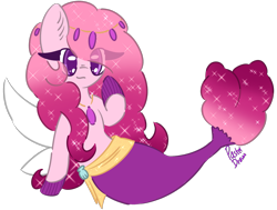 Size: 1893x1432 | Tagged: safe, artist:pasteldraws, imported from derpibooru, merpony, pony, jewelry, necklace, redesign, seashell, simple background, solo, sparkles, transparent background