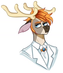 Size: 1270x1480 | Tagged: safe, artist:redxbacon, imported from derpibooru, oc, oc only, oc:adler blackhands, anthro, deer, bust, clothes, male, portrait, solo, suit