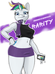 Size: 2612x3508 | Tagged: safe, artist:wild-thunder06, imported from derpibooru, rarity, anthro, unicorn, alternate hairstyle, cellphone, female, females only, high res, looking at you, phone, punk, raripunk, simple background, smartphone, smiling, smiling at you, solo, transparent background