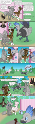 Size: 1000x3500 | Tagged: safe, artist:jackiebloom, imported from derpibooru, oc, oc only, oc:dust bunny, oc:kinyume, bird, centipede, hinny, hybrid, pony, zony, female, grouse, interspecies offspring, magical lesbian spawn, mare, offspring, parent:daring do, parent:zecora, parents:daringcora, storm grouse