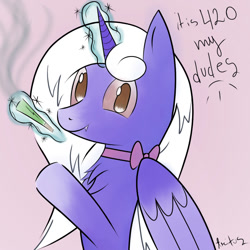 Size: 1000x1000 | Tagged: safe, imported from derpibooru, oc, oc only, alicorn, pony, 420, drugs, marijuana