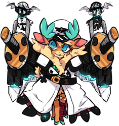 Size: 1348x1432 | Tagged: safe, artist:hoshmyposhes, imported from derpibooru, velvet reindeer, deer, elf, reindeer, them's fightin' herds, clothes, community related, female, guilty gear, ramlethal valentine, simple background, sword, transparent background, velvet (tfh), weapon