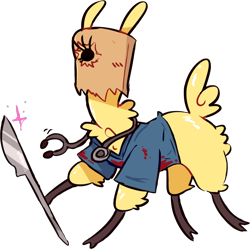 Size: 1420x1417 | Tagged: safe, artist:hoshmyposhes, imported from derpibooru, paprika paca, alpaca, them's fightin' herds, blood, clothes, community related, faust, female, guilty gear, paprika (tfh), scalpel, simple background, solo, transparent background