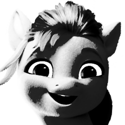 Size: 300x300 | Tagged: safe, imported from derpibooru, sunny starscout, black and white, g5, grayscale, monochrome, nightmare fuel, simple background, transparent background, uncanny valley