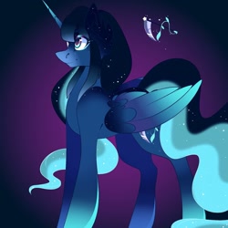 Size: 1080x1080 | Tagged: safe, artist:tessa_key_, imported from derpibooru, oc, oc only, alicorn, pony, alicorn oc, ear fluff, ethereal mane, female, horn, mare, solo, starry mane, wings