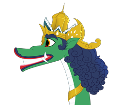 Size: 922x805 | Tagged: safe, artist:queencold, imported from derpibooru, oc, oc only, dragon, lamia, original species, crown, fangs, gold, hair, jewelry, regalia, simple background, solo, transparent background