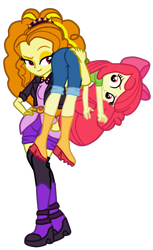 Size: 2438x3984 | Tagged: safe, artist:gmaplay, imported from derpibooru, adagio dazzle, apple bloom, equestria girls, apple bloom is not amused, ass, bloom butt, butt, carried over the shoulder, carrying, high res, kidnapped, ots carry, over the shoulder, simple background, transparent background, unamused