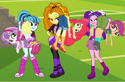 Size: 6280x4133 | Tagged: safe, artist:gmaplay, imported from derpibooru, adagio dazzle, apple bloom, aria blaze, scootaloo, sonata dusk, sweetie belle, equestria girls, absurd resolution, ass, bloom butt, butt, carried, carry, carrying, ots carry, over the shoulder, scootabutt, sweetie butt, the dazzlings