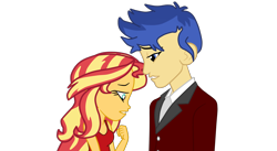 Size: 2456x1345 | Tagged: safe, artist:gmaplay, imported from derpibooru, flash sentry, sunset shimmer, equestria girls, dating, duo, female, flashimmer, male, shipping, simple background, straight, transparent background