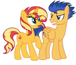 Size: 1968x1680 | Tagged: safe, artist:gmaplay, imported from derpibooru, flash sentry, sunset shimmer, pegasus, pony, unicorn, duo, female, flashimmer, male, mare, shipping, simple background, stallion, straight, transparent background