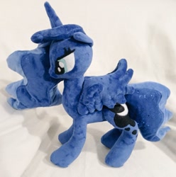 Size: 1017x1024 | Tagged: safe, artist:cwossie, imported from derpibooru, princess luna, alicorn, pony, cutie mark, ethereal mane, female, galaxy mane, irl, photo, plushie, princess, royalty, solo, solo female, spread wings, wings