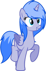 Size: 507x777 | Tagged: safe, artist:pegasski, imported from derpibooru, oc, oc only, alicorn, pony, alicorn oc, base used, eyelashes, female, grin, horn, mare, raised hoof, simple background, smiling, transparent background, two toned wings, wings