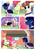 Size: 2100x3000 | Tagged: safe, artist:loryska, imported from derpibooru, apple bloom, oc, oc:clarabelle, oc:conundrum solar flare, oc:indigo sky, oc:plumeria, hybrid, pony, unicorn, zony, comic:friendship grows, adopted offspring, blaze (coat marking), coat markings, ear fluff, facial markings, high res, magic, magical lesbian spawn, offspring, parent:quibble pants, parent:rainbow dash, parent:sweetie belle, parent:trixie, parent:twilight sparkle, parents:quibbledash, parents:twixie, snip (coat marking), unshorn fetlocks