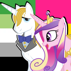 Size: 250x250 | Tagged: safe, imported from derpibooru, prince blueblood, princess cadance, aromantic, aromantic pride flag, bluedance, crack shipping, female, headcanon, infidelity, lgbt headcanon, male, pansexual, pansexual pride flag, pride, pride flag, shipping, straight