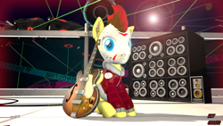 Size: 1920x1080 | Tagged: safe, artist:sky chaser, imported from derpibooru, oc, oc only, oc:sky chaser, pegasus, pony, wolf, wolf pony, 3d, beard, facial hair, guitar, hockey mask, mask, musical instrument, rock (music), solo, source filmmaker, speaker, speakers