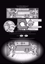 Size: 6071x8598 | Tagged: safe, artist:johnerose126, imported from derpibooru, ocellus, silverstream, smolder, changedling, changeling, dragon, fanfic:does she know, absurd resolution, fanfic art, female, jpg, monochrome