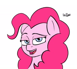 Size: 2371x2132 | Tagged: safe, artist:datzigga, imported from derpibooru, pinkie pie, earth pony, pony, bedroom eyes, high res, lips, raised eyebrow, smug