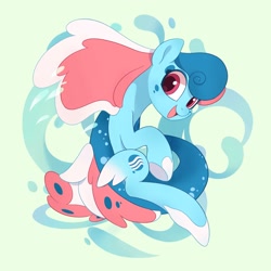 Size: 3000x3000 | Tagged: safe, artist:drtuo4, imported from derpibooru, oc, oc only, oc:lyre wave, oc:琴波, original species, sea pony, cute, female, high res, mascot, qingdao brony festival, solo