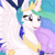 Size: 1920x1920 | Tagged: safe, artist:caliunicalien, imported from derpibooru, princess celestia, alicorn, pony, crown, cute, cutelestia, eyelashes, feather, female, jewelry, jpg, mare, open mouth, open smile, regalia, signature, smiling, solo, spread wings, wings