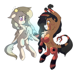 Size: 2009x1849 | Tagged: safe, artist:cookietasticx3, imported from derpibooru, oc, oc only, pegasus, pony, unicorn, chest fluff, duo, flying, horn, pegasus oc, smiling, unicorn oc, wings