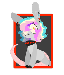 Size: 978x1133 | Tagged: safe, artist:connorbal, artist:glowfangs, imported from derpibooru, oc, oc only, oc:riot, earth pony, pony, animal tail, collar, ear piercing, earring, jewelry, lineless, male, multicolored hair, nose piercing, nose ring, piercing, rainbow hair, solo, spiked collar, wingding eyes