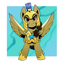 Size: 1335x1314 | Tagged: safe, artist:nynehells, imported from derpibooru, oc, oc:stormwing breeze, oc:stormwing gale, pegasus, pony, armor, blade, female, guardsmare, mare, royal guard, royal guard armor, weapon, wingblade