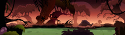 Size: 1600x451 | Tagged: safe, artist:dipi11, imported from derpibooru, screencap, season 3, sleepless in ponyville, background, forest, no pony, red sky, scary, scary face, scary tree, top draw animation, tree