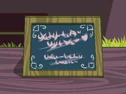 Size: 800x600 | Tagged: safe, artist:rangelost, imported from derpibooru, cyoa:d20 pony, chalkboard, grass, no pony, pixel art