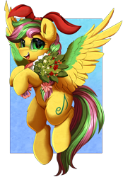 Size: 2650x3809 | Tagged: safe, artist:pridark, imported from derpibooru, oc, oc only, pegasus, pony, commission, cutie mark, female, flying, glasses, high res, hippie, looking at you, mare, music notes, open mouth, solo