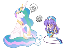 Size: 2400x1676 | Tagged: safe, artist:chelseawest, imported from derpibooru, princess celestia, twilight sparkle, accord (puyo puyo), amitie, crossover, puyo puyo, simple background, teacher, transparent background