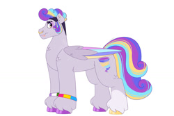 Size: 1280x854 | Tagged: safe, artist:itstechtock, imported from derpibooru, oc, oc only, oc:vertigo, pegasus, pony, colored wings, multicolored wings, parent:limelight, parent:power chord, parent:screwball, simple background, solo, white background, wings