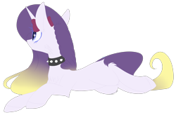 Size: 2759x1921 | Tagged: safe, artist:mediasmile666, imported from derpibooru, oc, oc only, pony, unicorn, collar, female, lying down, mare, simple background, solo, spiked collar, transparent background