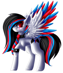 Size: 2205x2569 | Tagged: safe, artist:mediasmile666, imported from derpibooru, oc, oc only, oc:huirou lazuli, pegasus, pony, ear piercing, female, heterochromia, high res, mare, necktie, piercing, raised hoof, simple background, solo, standing, transparent background