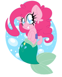Size: 1280x1595 | Tagged: safe, artist:ladylullabystar, imported from derpibooru, pinkie pie, mermaid, merpony, pony, ariel, bubble, clothes, cosplay, costume, cute, diapinkes, female, fish tail, mare, mermaidized, ocean, simple background, solo, species swap, tail, the little mermaid, transparent background, underwater, water