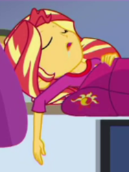 Size: 350x466 | Tagged: safe, imported from derpibooru, screencap, sunset shimmer, equestria girls, equestria girls series, wake up!, spoiler:eqg series (season 2), cropped, cute, drool, shimmerbetes, solo