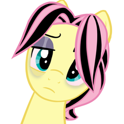 Size: 918x918 | Tagged: safe, artist:melonmilk, derpibooru exclusive, imported from derpibooru, fluttershy, pegasus, pony, bust, butterscotch, cute, disappointed, emo, emoscotch, emoshy, male, rule 63, show accurate, shyabetes, solo, tired