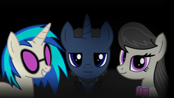 Size: 1920x1080 | Tagged: safe, artist:manerg, derpibooru exclusive, imported from derpibooru, dj pon-3, octavia melody, vinyl scratch, oc, oc:manerg, earth pony, unicorn, female, male, mare, png, stallion, sunglasses, trio