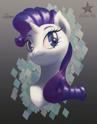 Size: 1200x1542 | Tagged: safe, artist:hiromiartz, imported from derpibooru, rarity, pony, bust, female, mare, portrait, solo