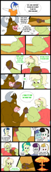 Size: 1280x4292 | Tagged: safe, artist:matchstickman, imported from derpibooru, granny smith, oc, unnamed oc, anthro, minotaur, comic:free cider, alternate ending, anthro oc, arm wrestling, biceps, clothes, comic, dialogue, explosion, explosion aftermath, muscle growth, muscles, table, young granny smith, younger