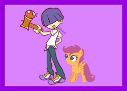 Size: 2600x1876 | Tagged: safe, artist:chelseawest, imported from derpibooru, scootaloo, crossover, derp, kendama, maguro sasaki, puyo puyo