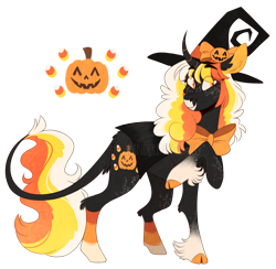 Size: 1396x1365 | Tagged: safe, artist:wanderingpegasus, imported from derpibooru, oc, oc only, oc:pumpkin brew, pony, unicorn, halloween, hat, holiday, leonine tail, solo, witch hat