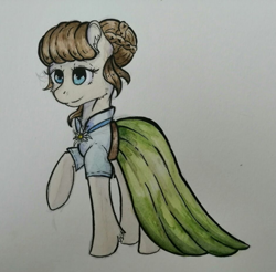 Size: 785x774 | Tagged: safe, artist:iamlightbruh, artist:lightisanasshole, imported from derpibooru, oc, oc only, oc:connie bloom, earth pony, pony, clothes, dress, female, mare, raised hoof, skirt, solo, traditional art