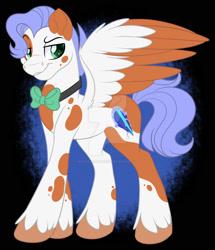 Size: 1600x1860 | Tagged: safe, artist:missbramblemele, artist:missmele-madness, imported from derpibooru, oc, oc only, oc:blurple bean, pegasus, pony, bowtie, male, solo, stallion, two toned wings, wings