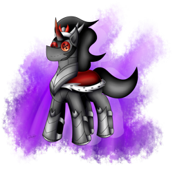 Size: 1625x1607 | Tagged: safe, artist:thebenalpha, imported from derpibooru, king sombra, pony, unicorn, inanimate tf, male, plushie, plushification, simple background, solo, transformation, transparent background