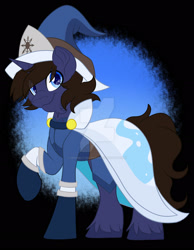 Size: 1600x2063 | Tagged: safe, artist:missbramblemele, artist:missmele-madness, imported from derpibooru, oc, oc only, oc:azurelore, pony, unicorn, deviantart watermark, male, obtrusive watermark, raised hoof, solo, stallion, watermark