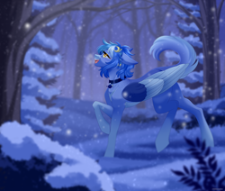 Size: 5100x4320 | Tagged: safe, artist:ohhoneybee, imported from derpibooru, oc, oc only, pegasus, pony, absurd resolution, female, mare, snow, solo, tree