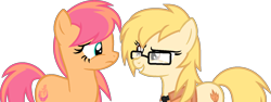 Size: 1495x564 | Tagged: safe, artist:pegasski, imported from derpibooru, oc, oc only, earth pony, pony, base used, duo, earth pony oc, eyelashes, female, frown, glasses, mare, simple background, smiling, transparent background