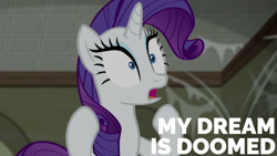 Size: 1280x720 | Tagged: safe, edit, edited screencap, editor:quoterific, imported from derpibooru, screencap, rarity, pony, unicorn, the saddle row review, female, mare, open mouth, solo, wide eyes