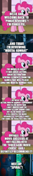 Size: 500x2649 | Tagged: safe, edit, edited screencap, imported from derpibooru, screencap, pinkie pie, comic:pinkie reviews, comic, mortal kombat, movie review, saw (movie), screencap comic