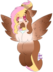 Size: 1347x1839 | Tagged: safe, artist:pasteldraws, imported from derpibooru, pegasus, pony, food, ice cream, redesign, simple background, solo, transparent background